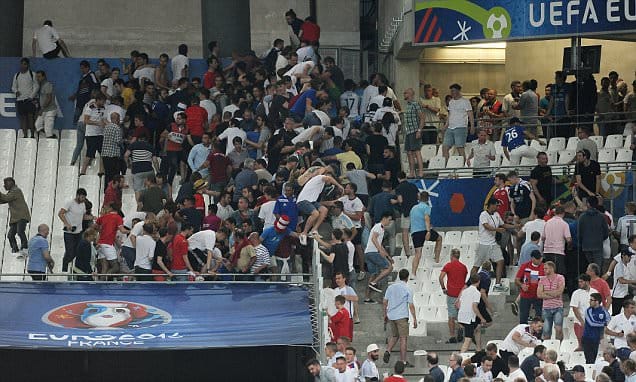 SPT_GCK_110616_UEFA EURO 2016 England v Russia,Stade Velodrome Marseille. Graham Chadwick. Fans from both sides clash at the end