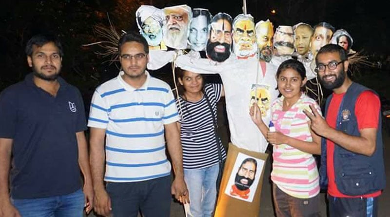 On Dussehra, NSUI burnt the effigy of Narendra Modi in JNU