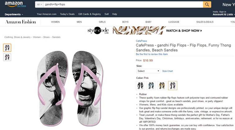 After Indian flag doormat, Amazon lists Mahatma Gandhi flip-flops for sale