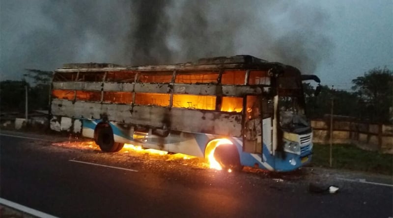  Bus caught in fire, 1 dead