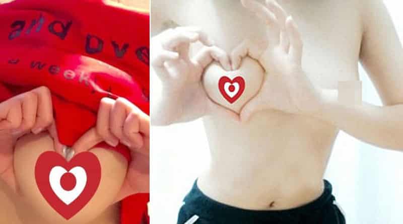 Chinese Women make ‘Heart’ shapes with their breasts