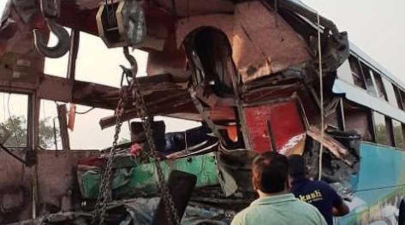 8 dead, 24 injured as bus crashes into truck in Greater Noida.