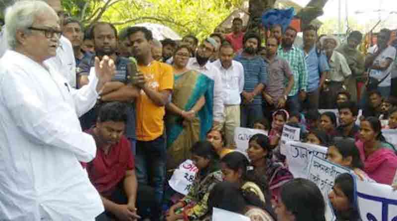 Left Front Chairman Biman Bose at SSC protest site | Sangbad Pratidin