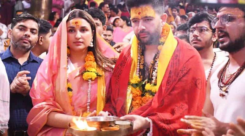 Netizen slams Raghav Chadha, Parineeti Chopra for wearing slippers at Mahakaleswar Temple | Sangbad Pratidin