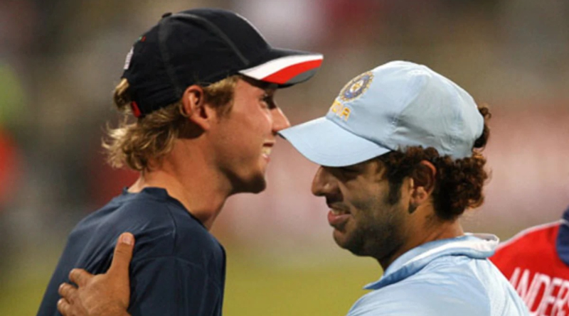 Yuvraj Singh and Stuart Broad