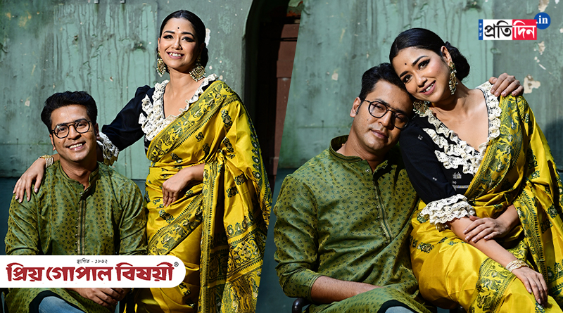 Durga Puja Fashion: Sohini Anirban's Ashtami look exclusively for Sangbad Pratidin with partner Priya Gopal Bishoyi | Sangbad Pratidin