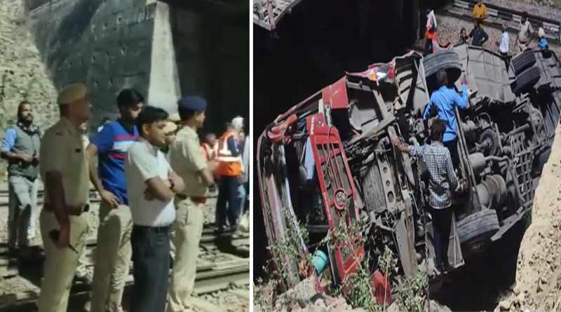 At least four people died after a bus fell on a railway track in Rajasthan । Sangbad Pratidin