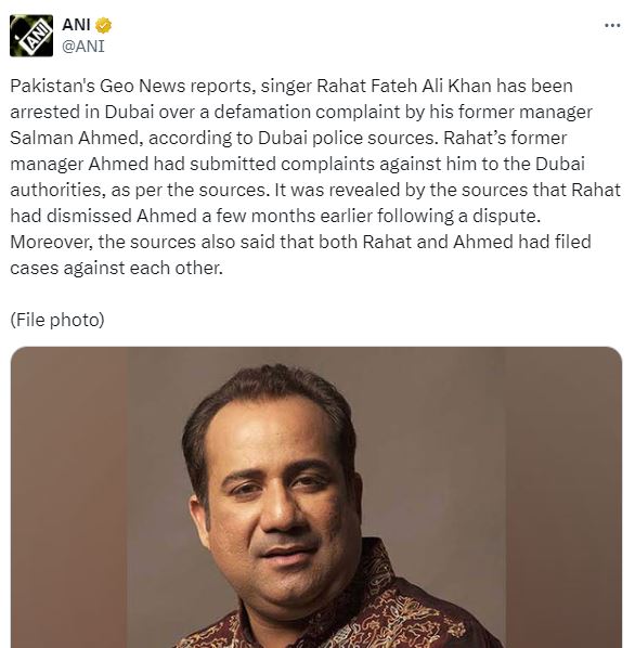 ANI post on Rahat