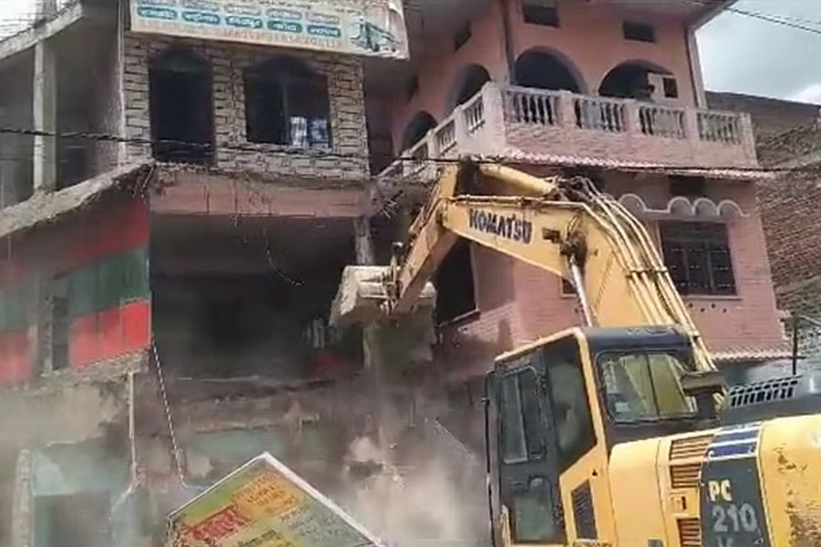 Illegally Constructed House of Rajasthan Paper Leak Accused Demolished by bulldozer