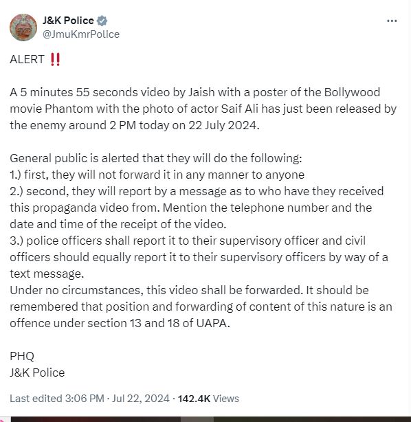 JK Police X post