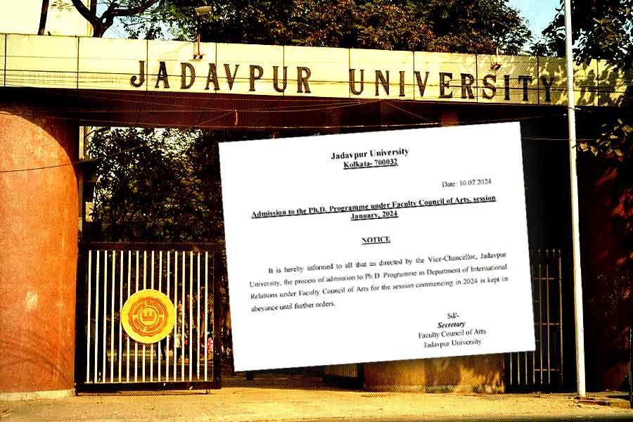 PhD admission in IR department in Jadavpur University is stopped