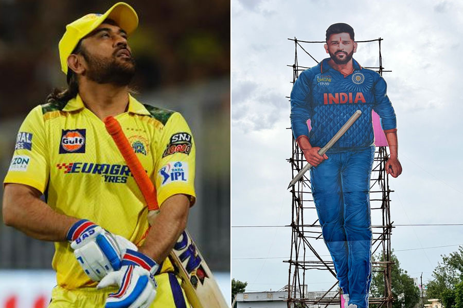 Fans made MS Dhoni's 100 foot cutout to celebrate his birthday