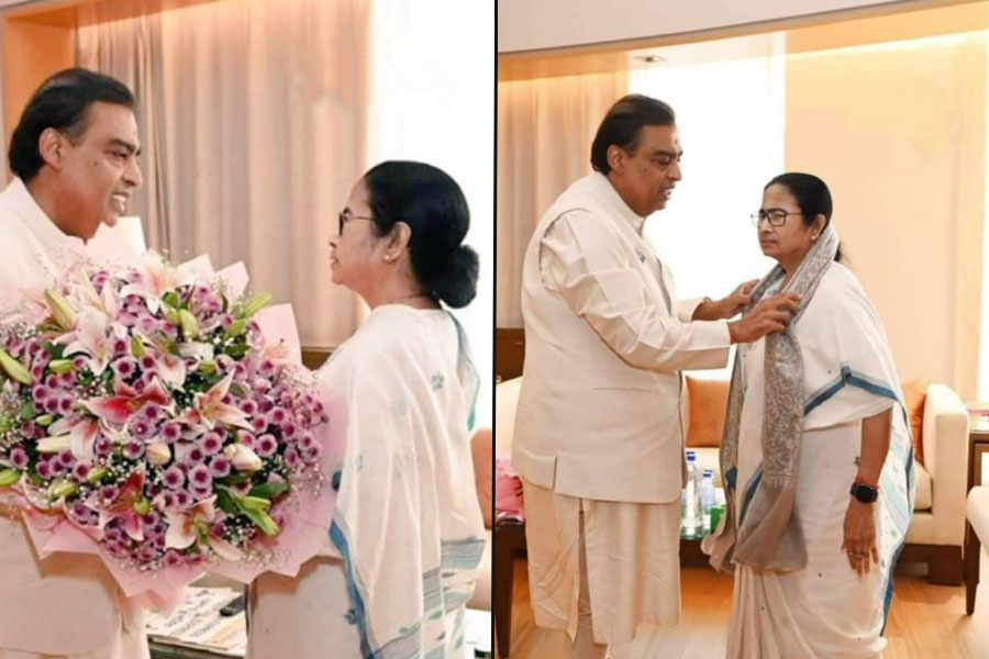 CM Mamata Banerjee meets Mukesh Ambani after reaching Mumbai on Thursday evening