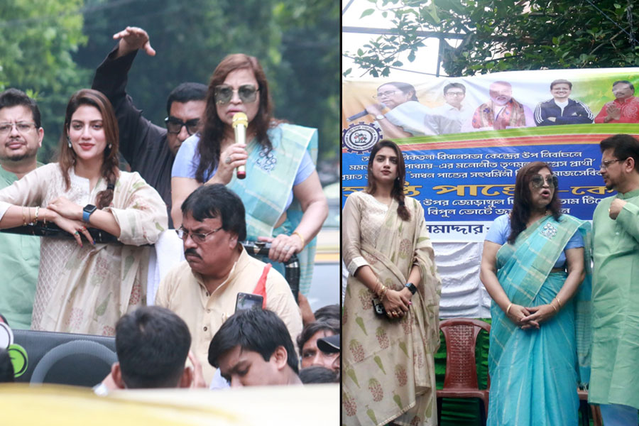 Nusrat Jahan campaigns for TMC candidate of Manikatala By-Election Supti Pande