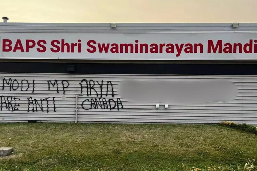 Another anti India graffiti at Hindu temple in Canada