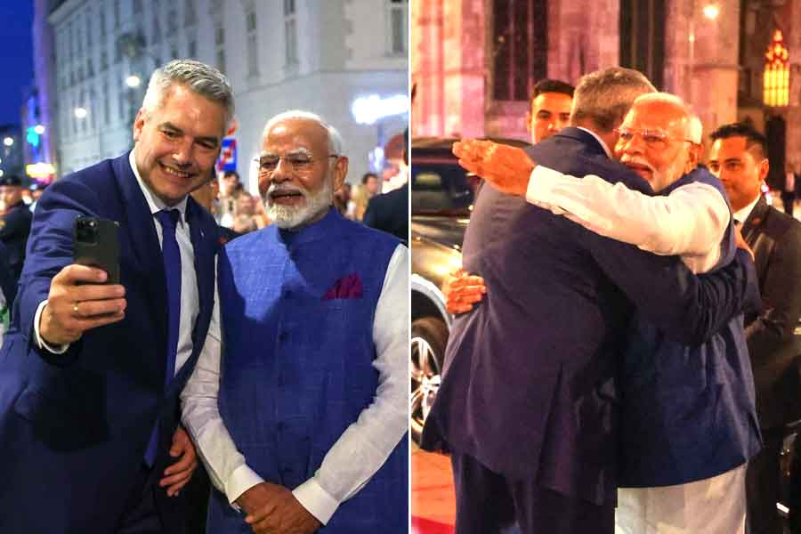A hug and selfie as PM Modi meets Austrian Chancellor