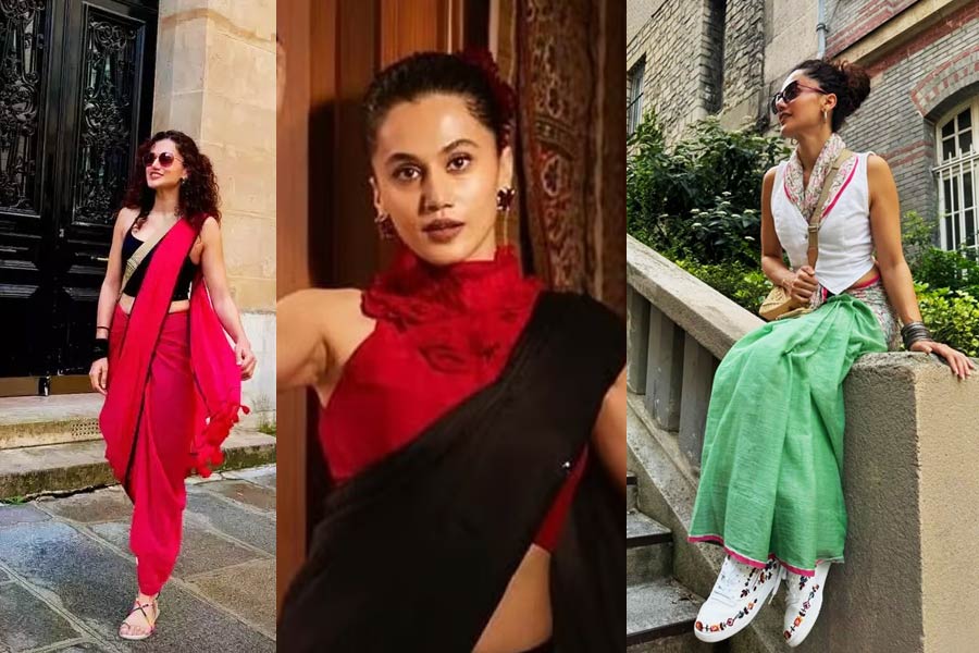 Taapsee Pannu takes her love for saris to the Paris Olympics