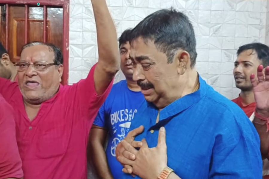 Anubrata Mondal cries after offering puja at Kankalitala, Birbhum