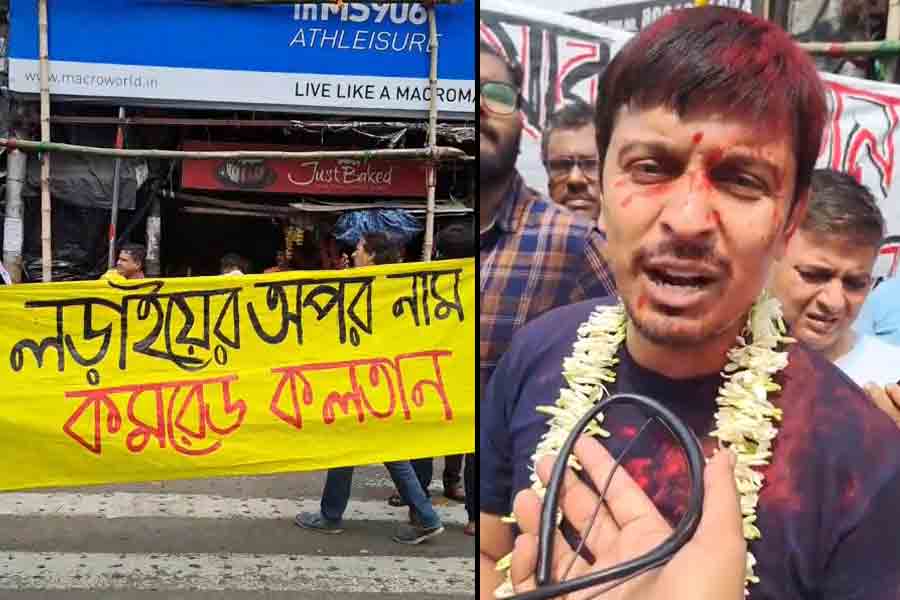 DYFI leader Kaltan Dasgupta comes out from Jail