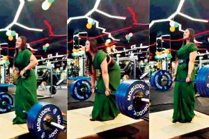 Woman doing deadlift wearing a saree goes viral