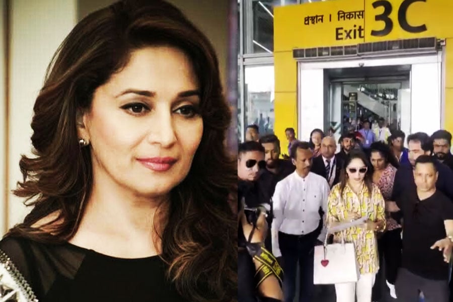 Madhuri Dixit touched down in Kolkata on Wednesday