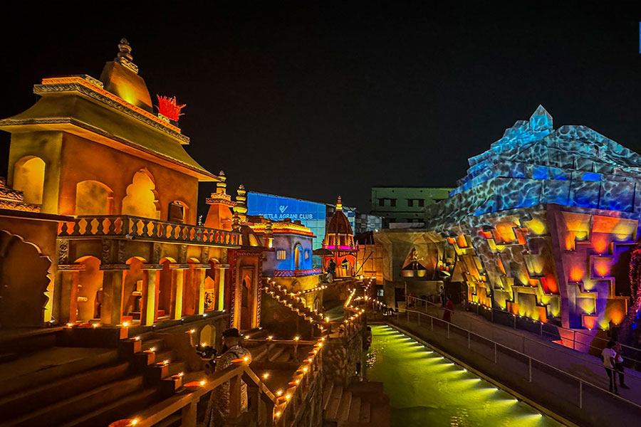 Thematic pandals of several durga puja of kolkata transported to Chandannagar for Jagaddhatri Puja