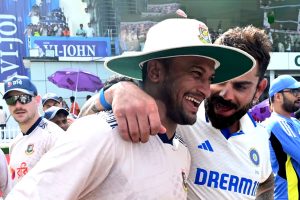 Virat Kohli gifts special bat to Bangladesh's Shakib al Hasan after Kanpur Test