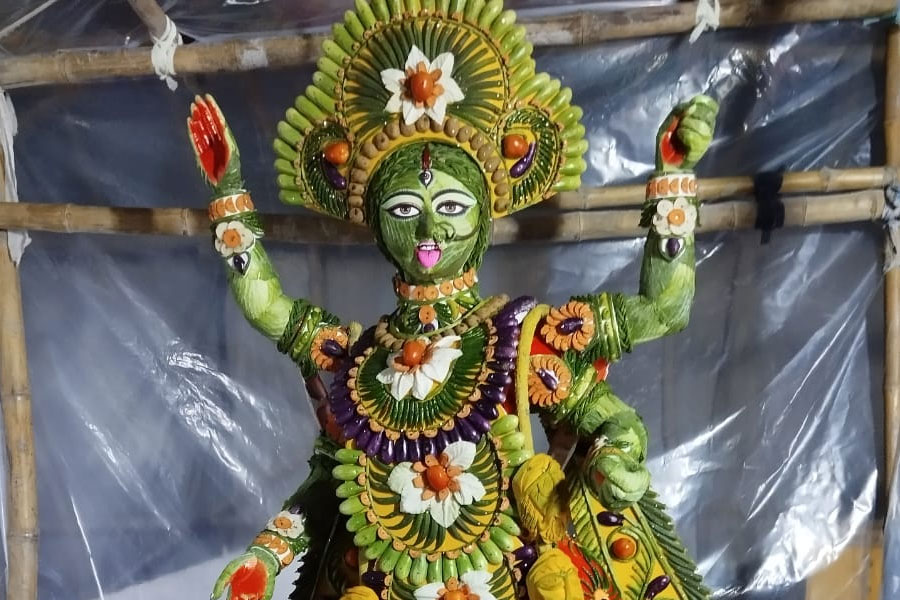 Kali puja 2024: Ma kali Idols made of vegetables in Tamluk