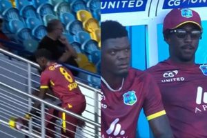 West Indies pacer Alzarri Joseph storms off field after heated chat with captain Shai Hope