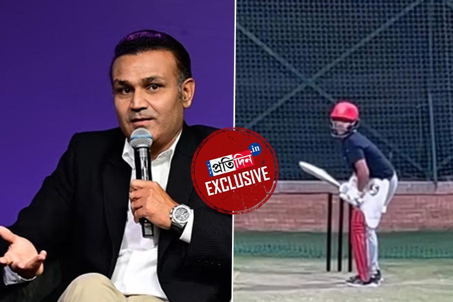 Son of Virender Sehwag hits double century