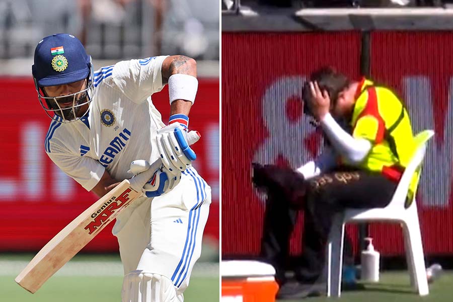 Sixer from Virat Kohli hits ground staff of Australia