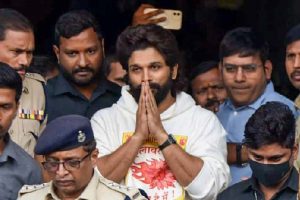 Actor Allu Arjun speaks to the media after his release from a Hyderabad jail.