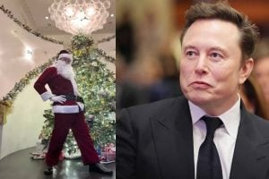 Elon Musk's picture in Santa Claus costume on Christmas