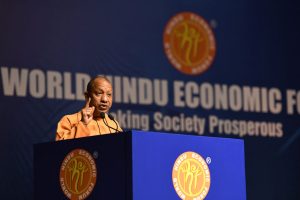 Yogi attacks opposition political party at World Hindu Economic Forum-2024 held in Mumbai