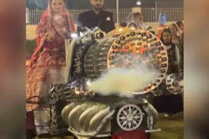 Indian Couple's 'Animal' Inspired Wedding Entry On Machine Gun