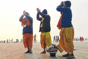 Prayer for persecuted Hindu minorities of Bangladesh at Gangasagar