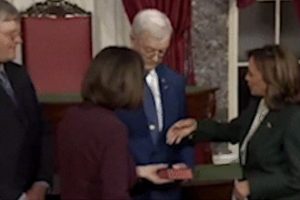 Senator Deb Fischer's husband declined to shake Kamala Harris's hand