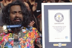 Telangana man Sets Guinness World Record has stopped 57 electric fans using his tongue