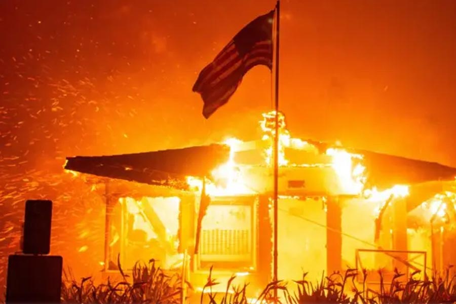 Massive wildfire rages through Los Angeles hillside