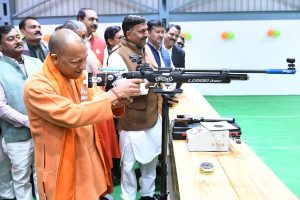 CM Yogi hits the ‘bullseye’ on first attempt at shooting range