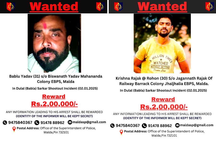 Police announced 2 lakh reward for the two accused in Malda Trinamool leader's murder