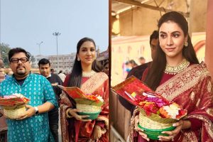 Ram Kamal, Rukmini Maitra offers Puja to Dakshineswar temple for Binodiini