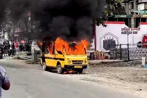 Pool car caught fire in Siliguri