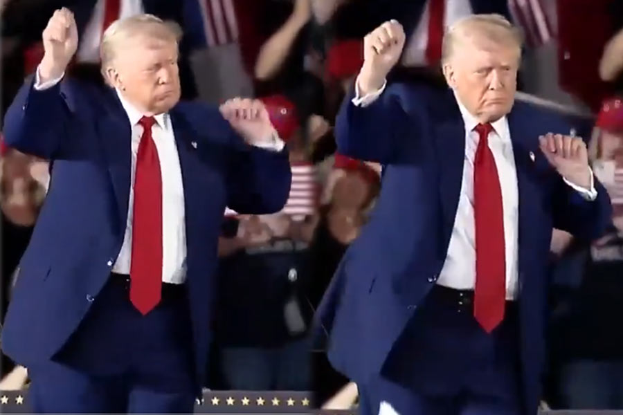 Donald Trump shows off iconic YMCA dance moves to celebrate 100 days in office