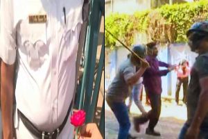SSC Bhawan Avijan Live Update: Deprived teacher distributes roses to police
