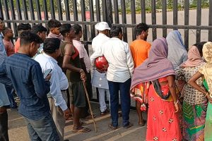 protest over the death of two contract Worker